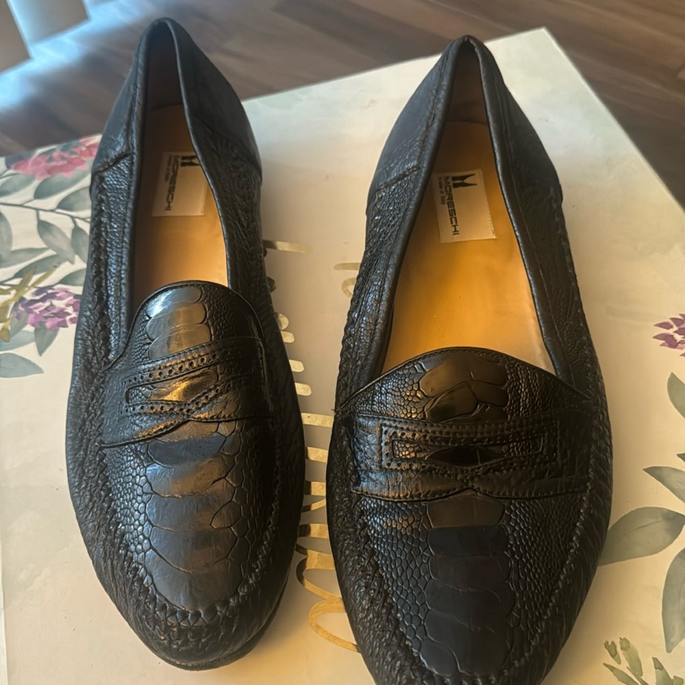 RARE Men’s Moreschi Ostrich Leather Slip-ons - Excellent Condition!